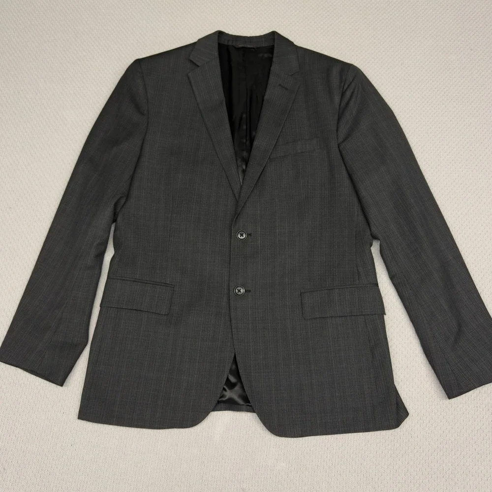 Banana Republic Blazer Mens 42R Tailored Fit Italian Wool Grey Plaid Jacket